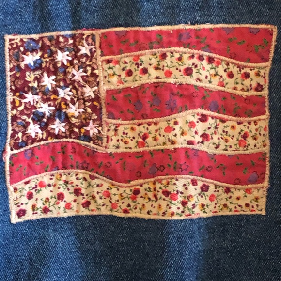 Vintage Agapo American Flag Denim Jacket, Decorative trim w/embroidered stars, - Picture 4 of 15